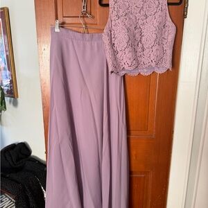 Bridesmaid Dress Two Piece Maxi Dress Set in Lavender